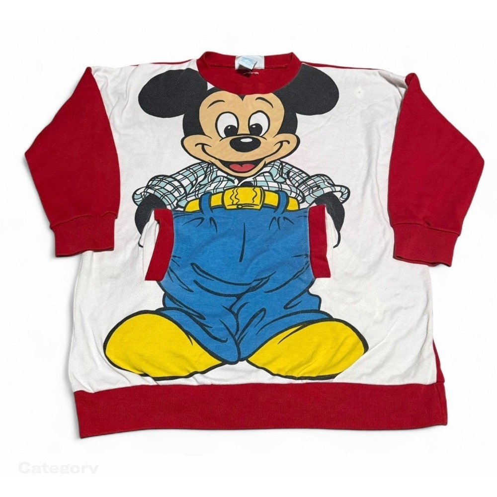 Vintage 80s Disney Mickey Mouse Sweatshirt Adult M Sunday Comics Oversized